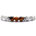 Mode 4mm Mixed Natural India Achat Bead Verstellbares Armband Weiß Türkis Tigerauge Perlen Geflochtenes verstellbares Armband